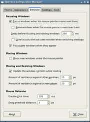 Behavior options