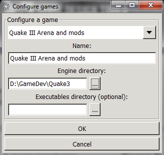 Game setup dialog box