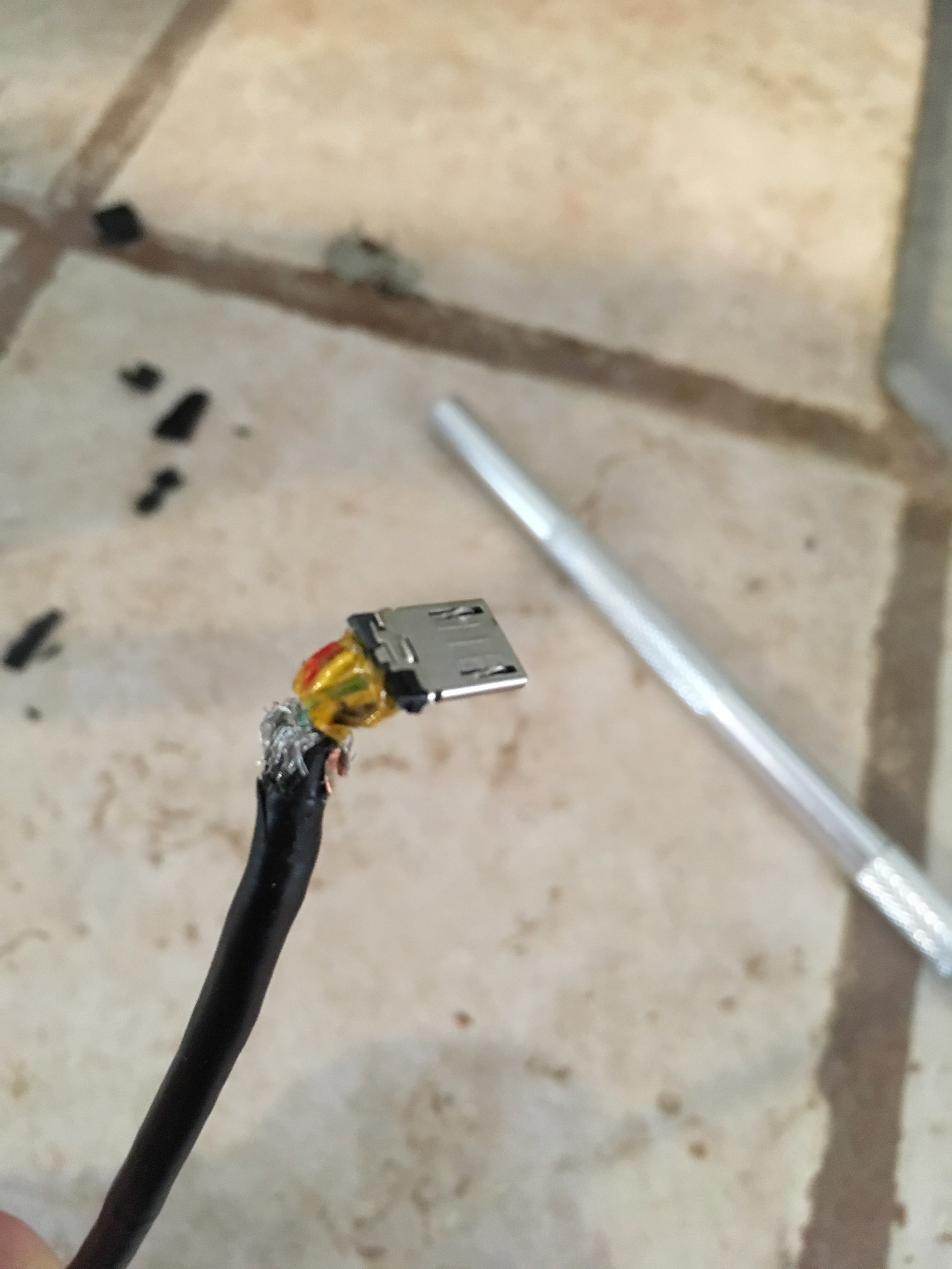 stripped USB wire